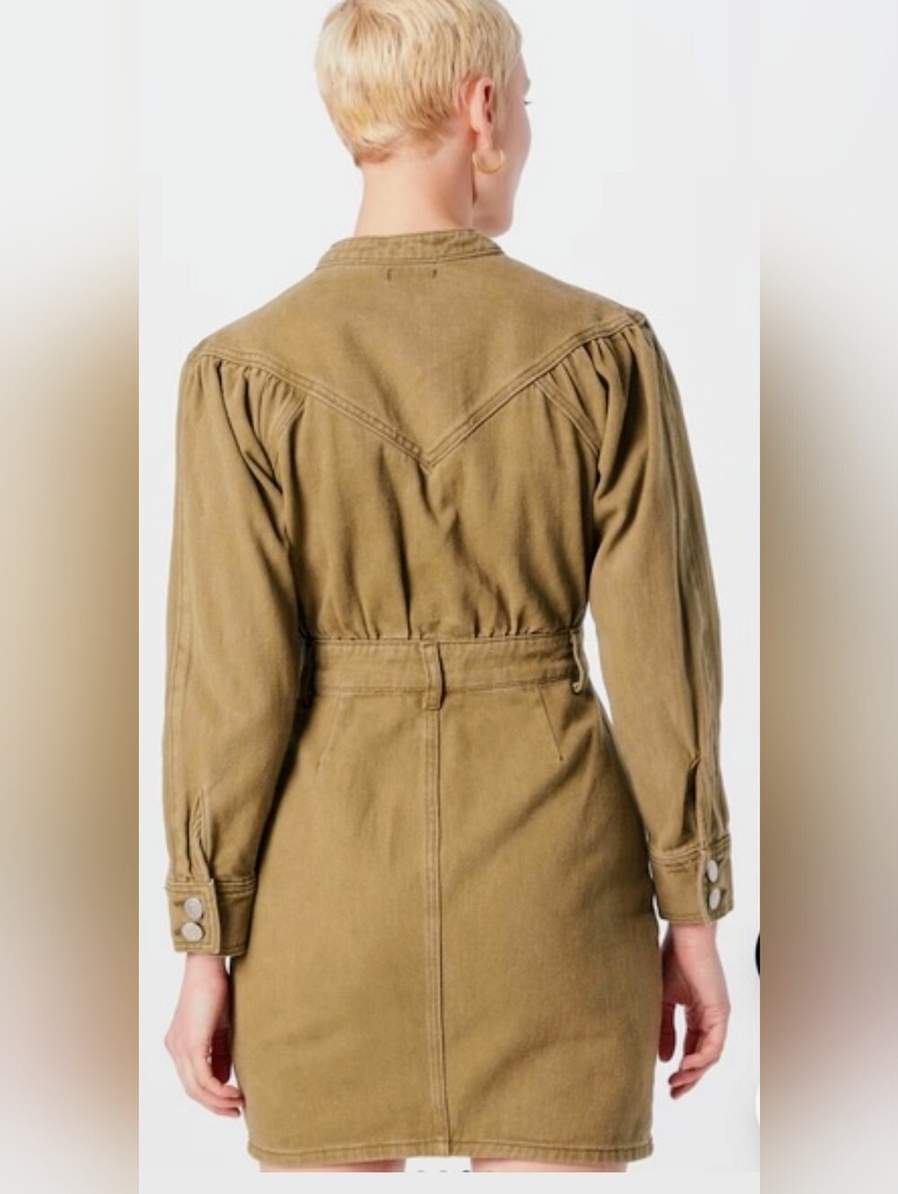 Nasty Gal Olive Green Button-Front Utility Jumpsuit Dress - Picture 2 of 7